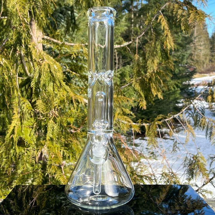 15" Double Perc Beaker Glass Pipe Mary Jane's Glass