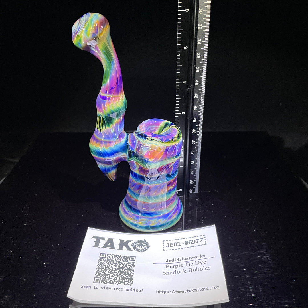 Purple Tie Dye Sherlock Bubbler Glass Pipe Jedi Glassworks   