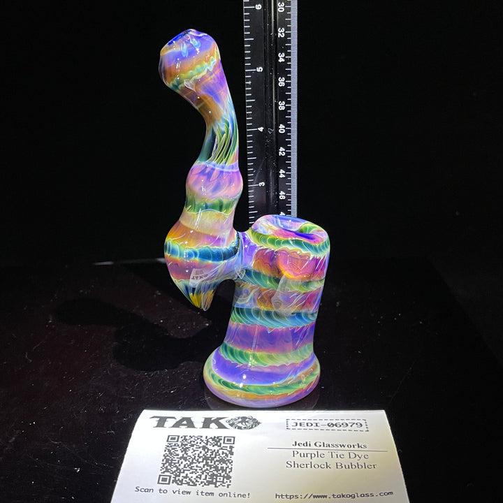 Purple Tie Dye Sherlock Bubbler Glass Pipe Jedi Glassworks   