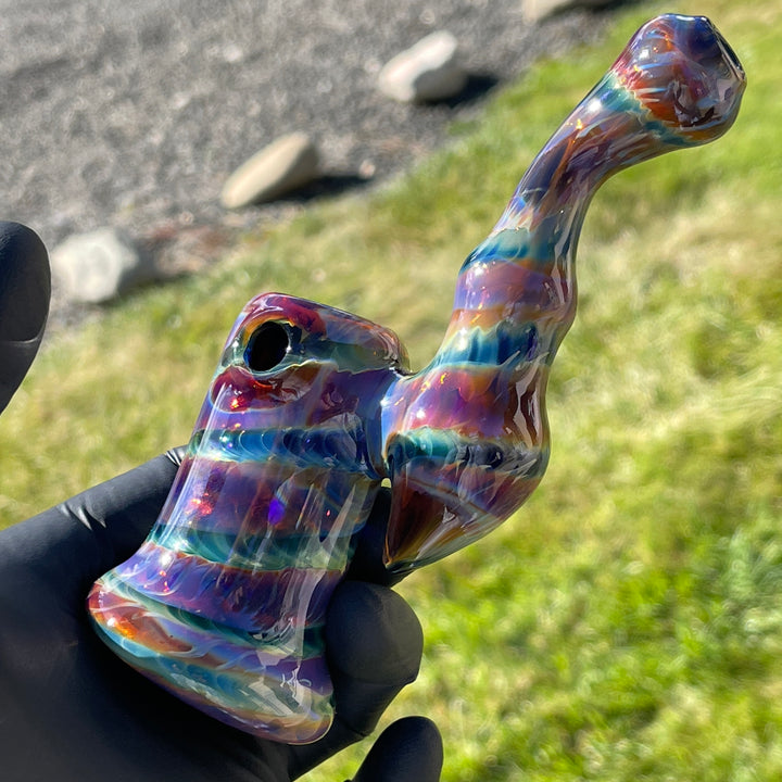 Purple Tie Dye Sherlock Bubbler Glass Pipe Jedi Glassworks   