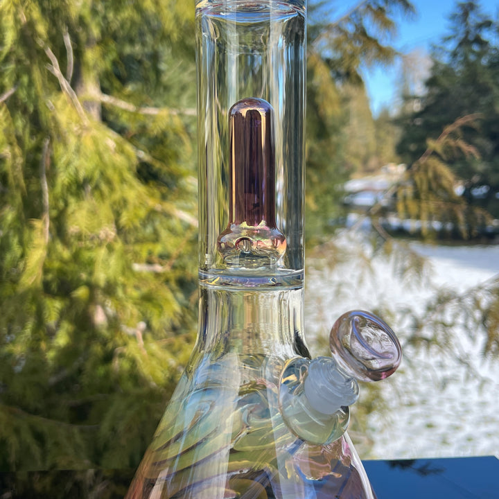 20" Gold Fumed Tripple Perc Beaker Bong Glass Pipe Mary Jane's Glass