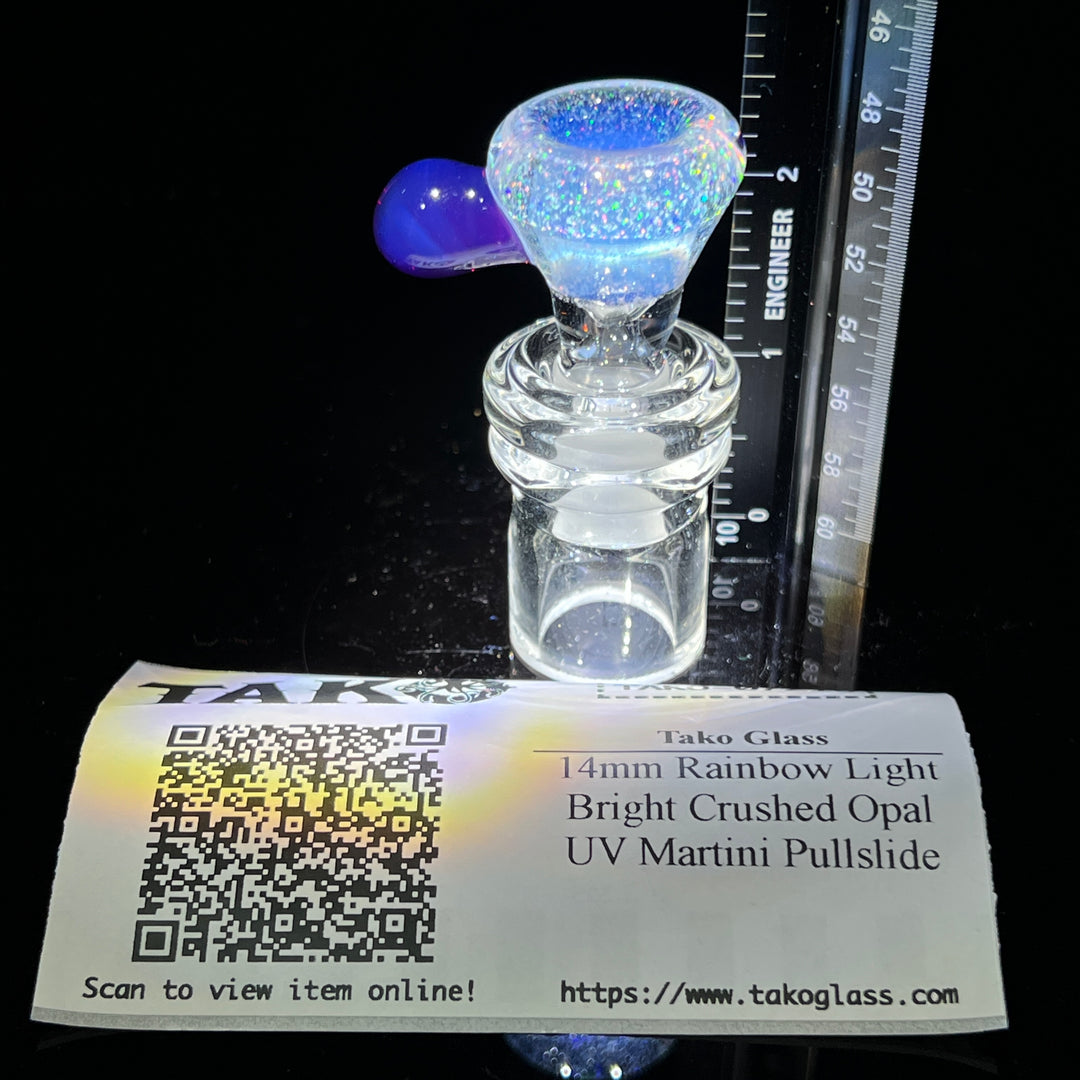 14mm Rainbow Light Bright Crushed Opal UV Martini Pullslide Accessory Tako Glass   