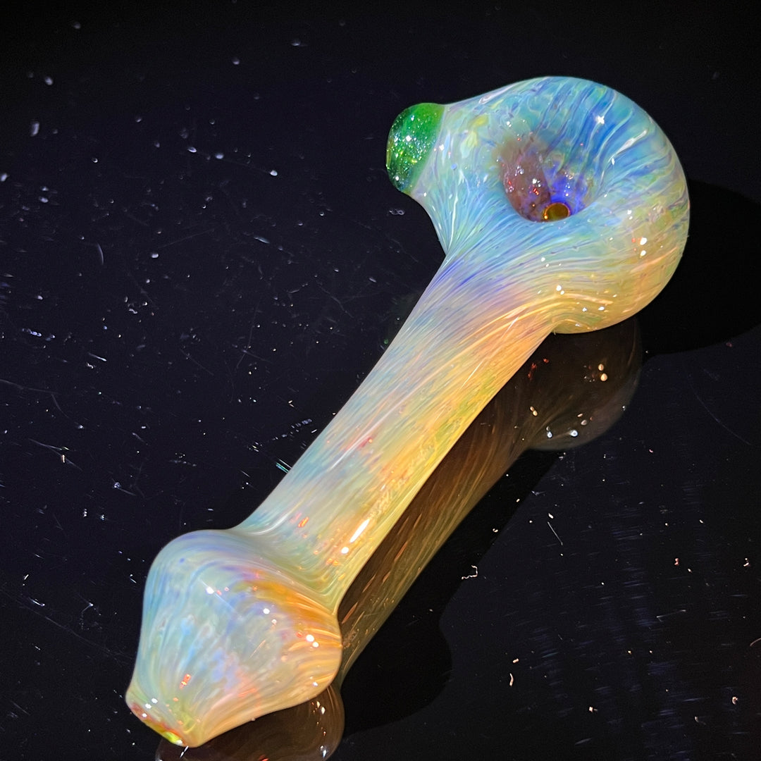 Green Swirls Fume Spoon Glass Pipe Cose Glass   