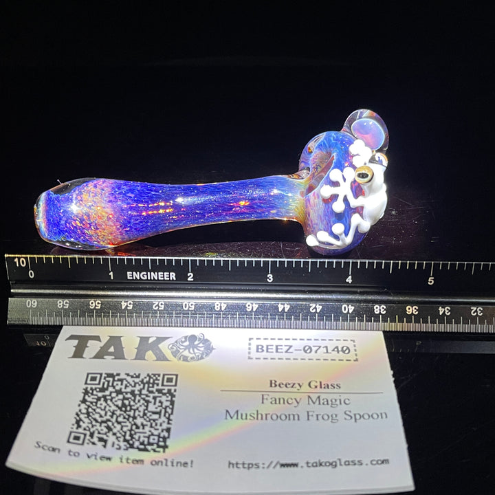 Fancy Magic Mushroom White Frog Spoon Glass Pipe Beezy Glass   