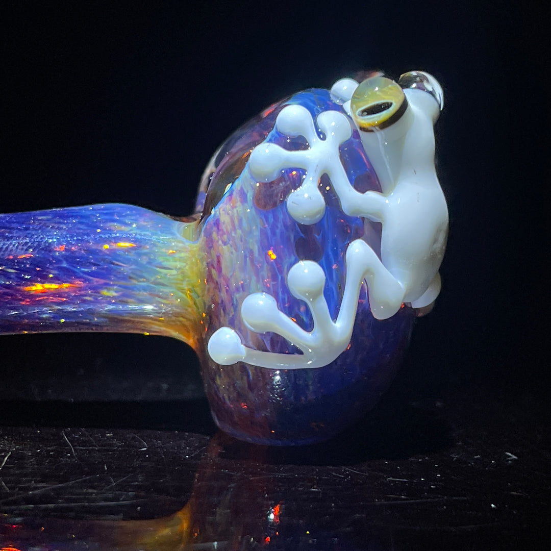 Fancy Magic Mushroom White Frog Spoon Glass Pipe Beezy Glass   