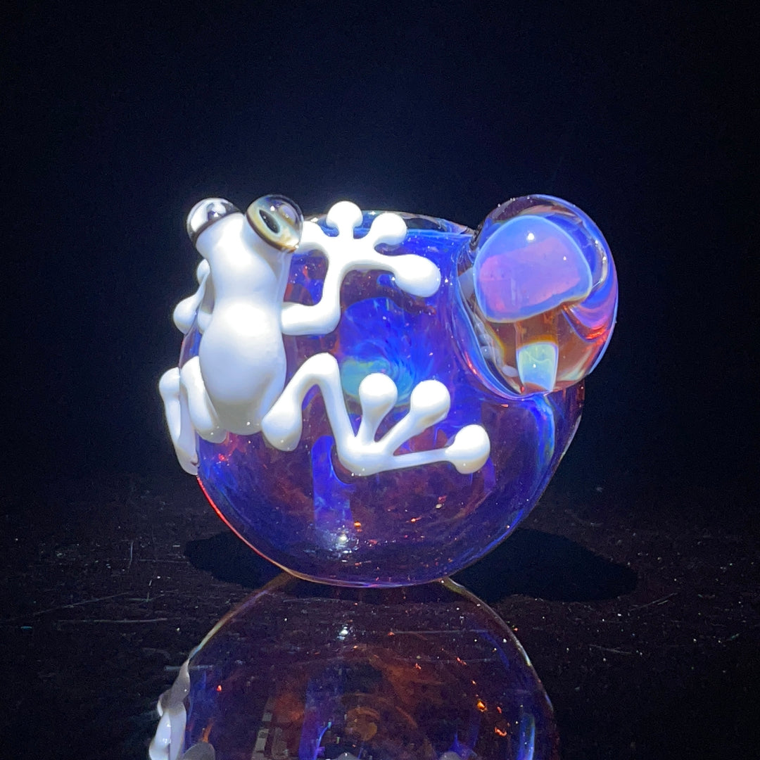 Fancy Magic Mushroom White Frog Spoon Glass Pipe Beezy Glass   