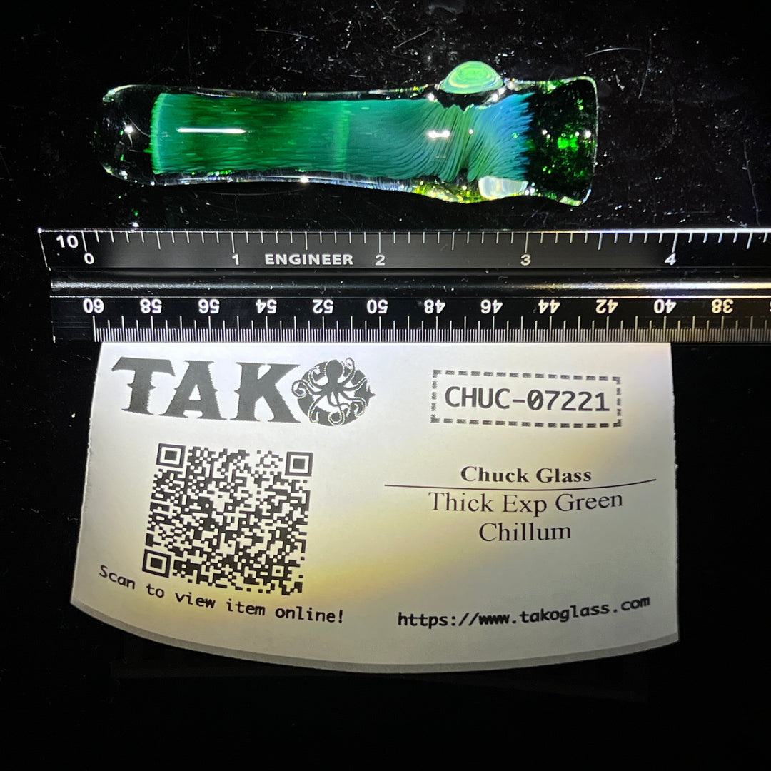 Thick Exp Green Chillum Glass Pipe Chuck Glass   