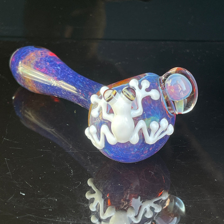 Fancy Magic Mushroom White Frog Spoon Glass Pipe Beezy Glass   