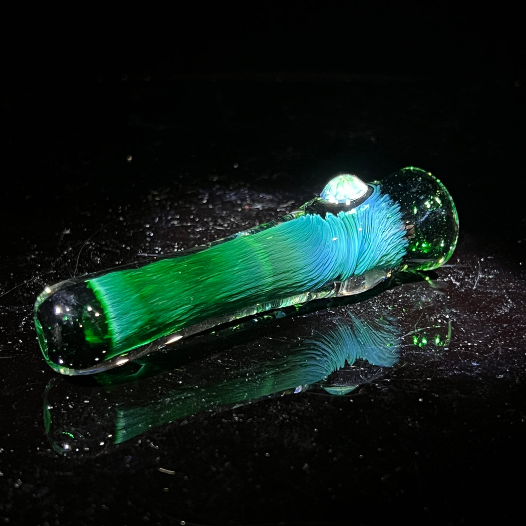 Thick Exp Green Chillum Glass Pipe Chuck Glass   