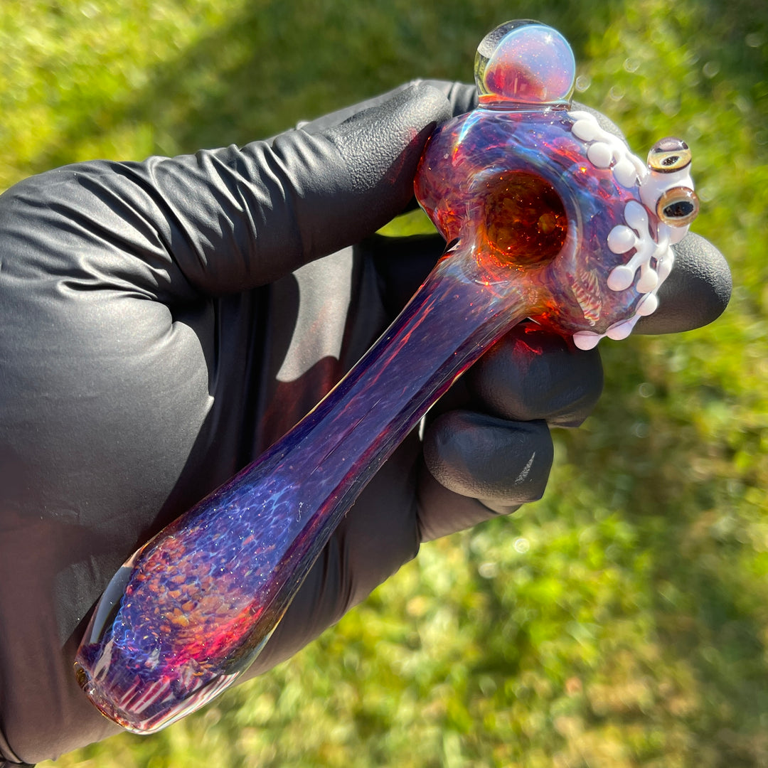 Fancy Magic Mushroom White Frog Spoon Glass Pipe Beezy Glass   