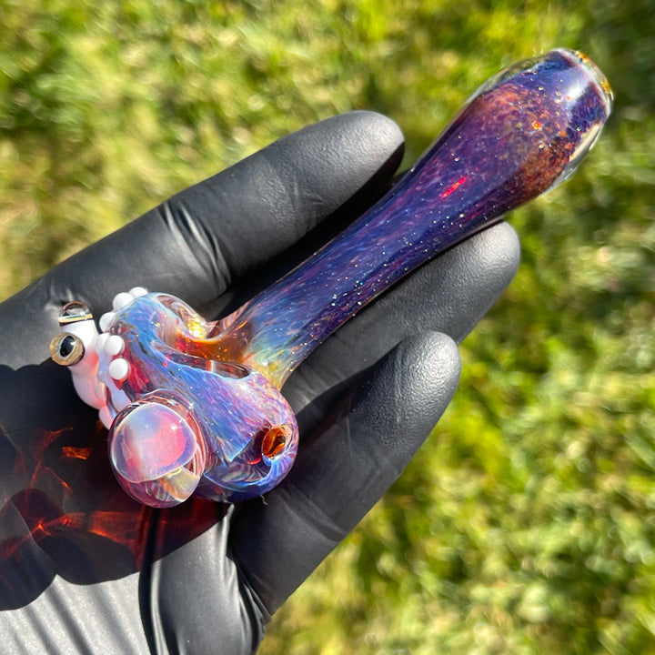 Fancy Magic Mushroom White Frog Spoon Glass Pipe Beezy Glass   