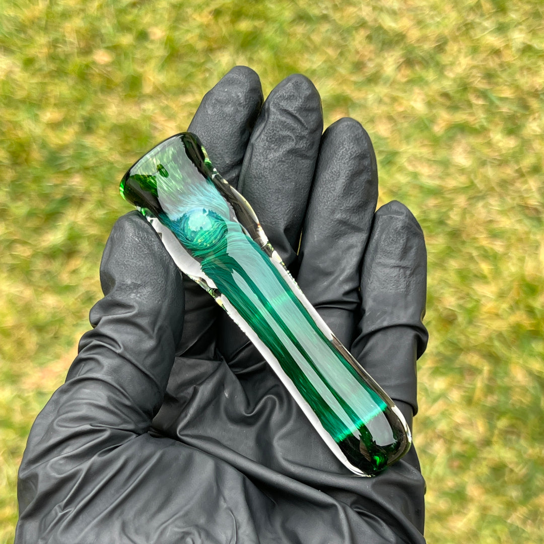 Thick Exp Green Chillum Glass Pipe Chuck Glass   