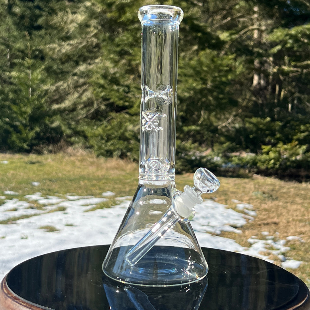 11" Double Perc Beaker Bong Glass Pipe Mary Jane's Glass