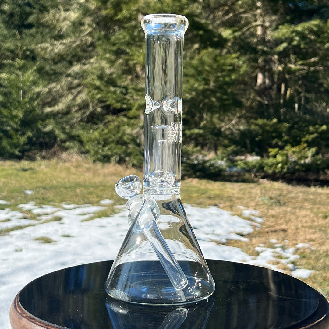 11" Double Perc Beaker Bong Glass Pipe Mary Jane's Glass