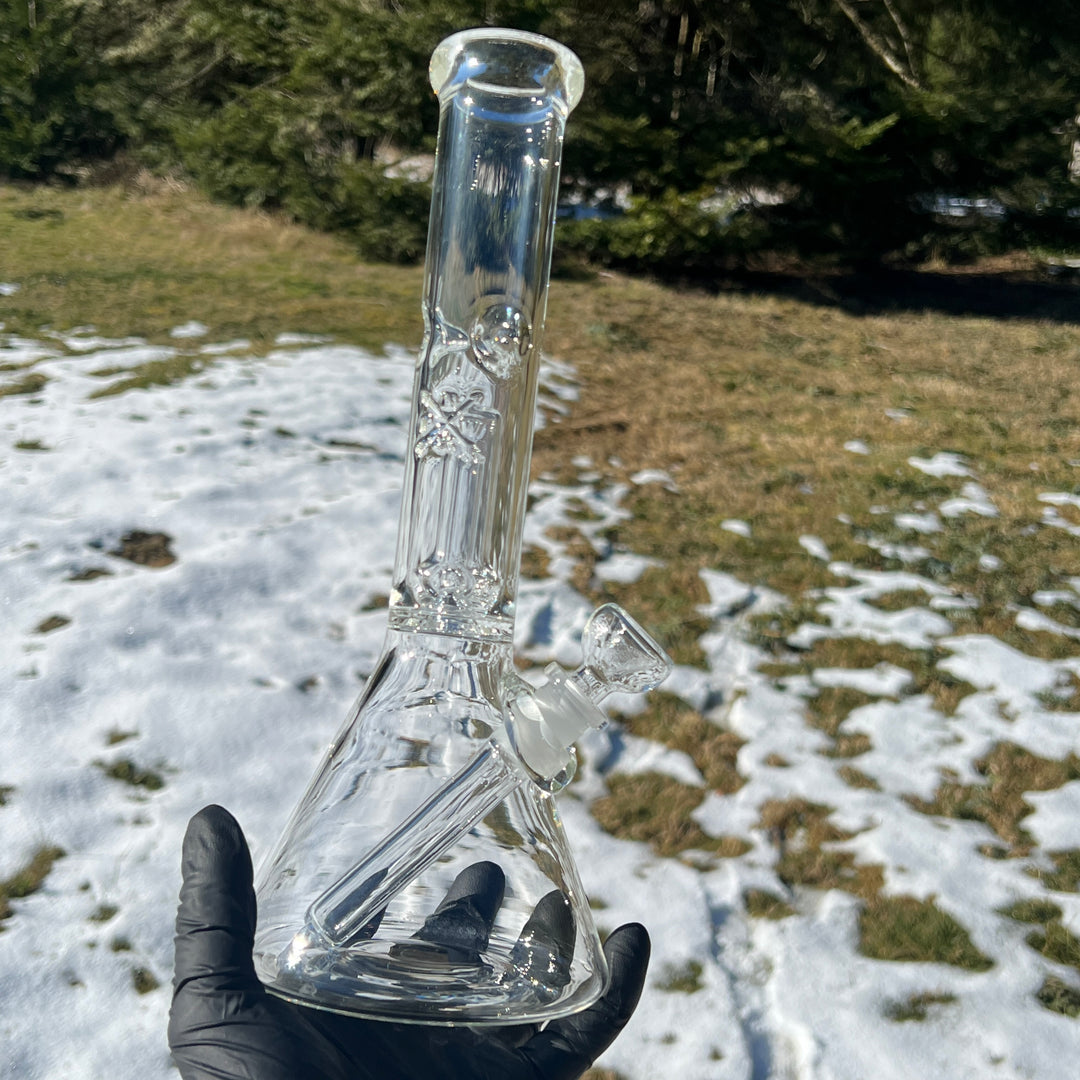 11" Double Perc Beaker Bong Glass Pipe Mary Jane's Glass