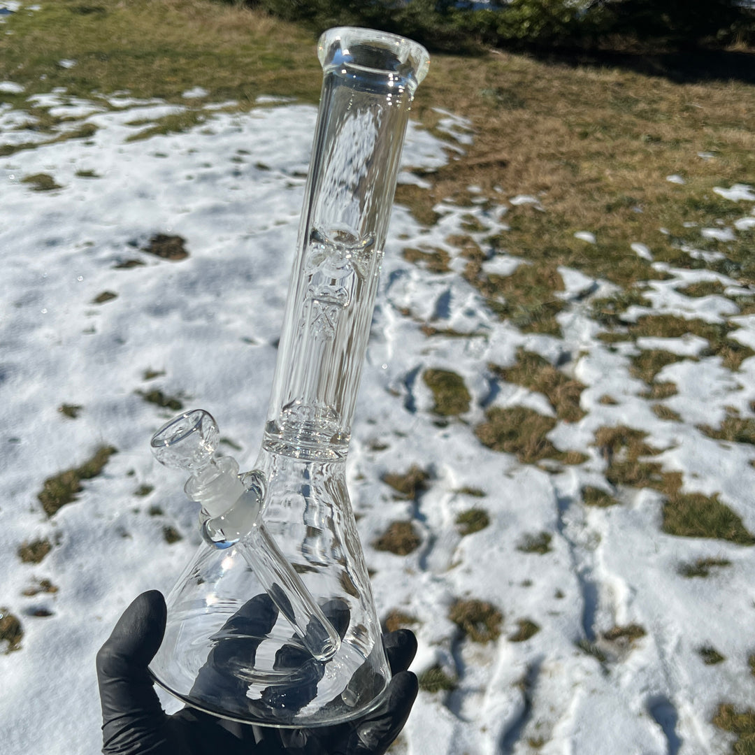 11" Double Perc Beaker Bong Glass Pipe Mary Jane's Glass