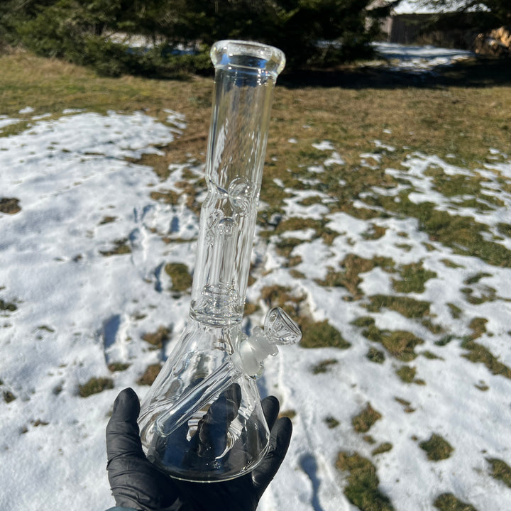 11" Double Perc Beaker Bong Glass Pipe Mary Jane's Glass