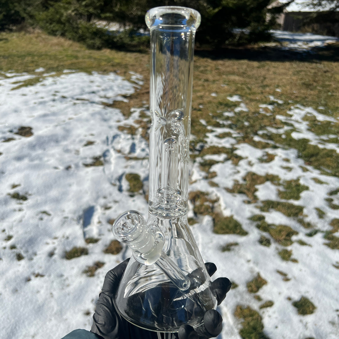 11" Double Perc Beaker Bong Glass Pipe Mary Jane's Glass