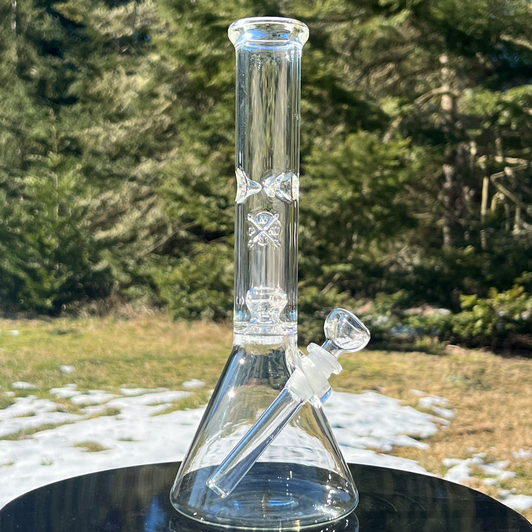 11" Double Perc Beaker Bong Glass Pipe Mary Jane's Glass