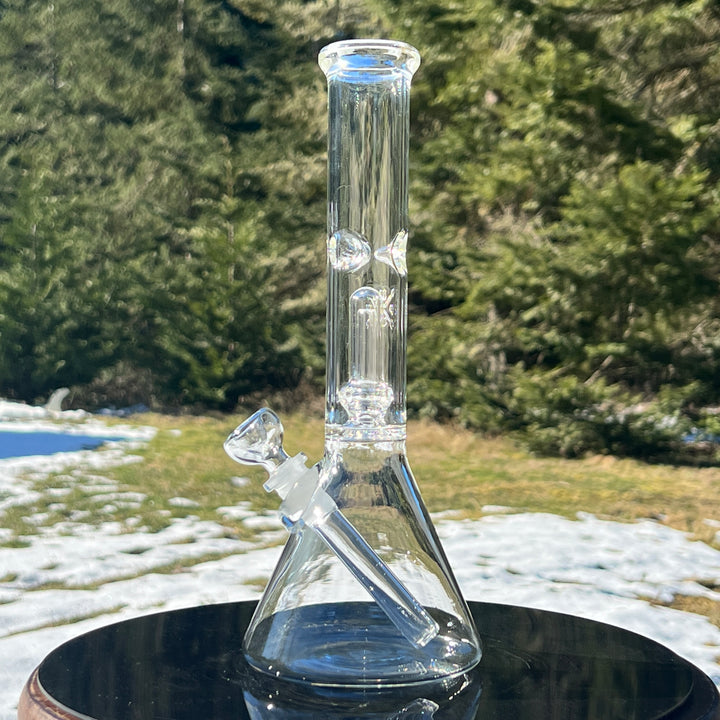 11" Double Perc Beaker Bong Glass Pipe Mary Jane's Glass