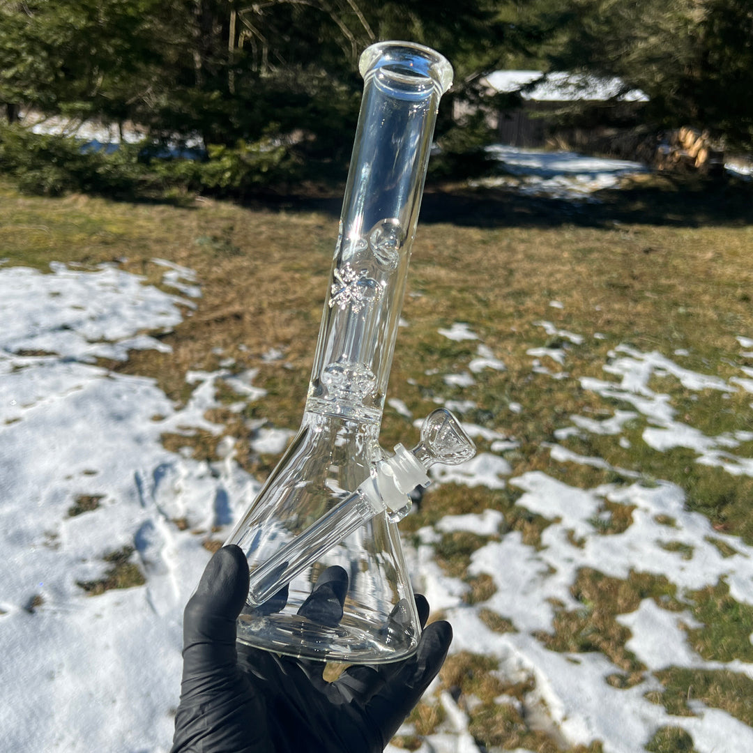 11" Double Perc Beaker Bong Glass Pipe Mary Jane's Glass