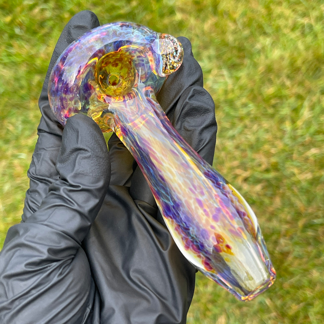 Large Purple Ghost Pipe with Crushed Opal Marble Glass Pipe Tako Glass   