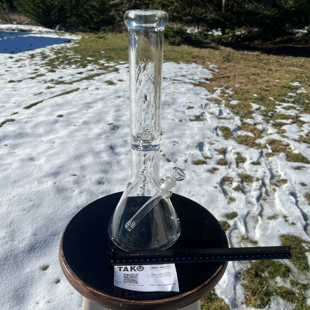 15" Beaker Bong Glass Pipe Mary Jane's Glass