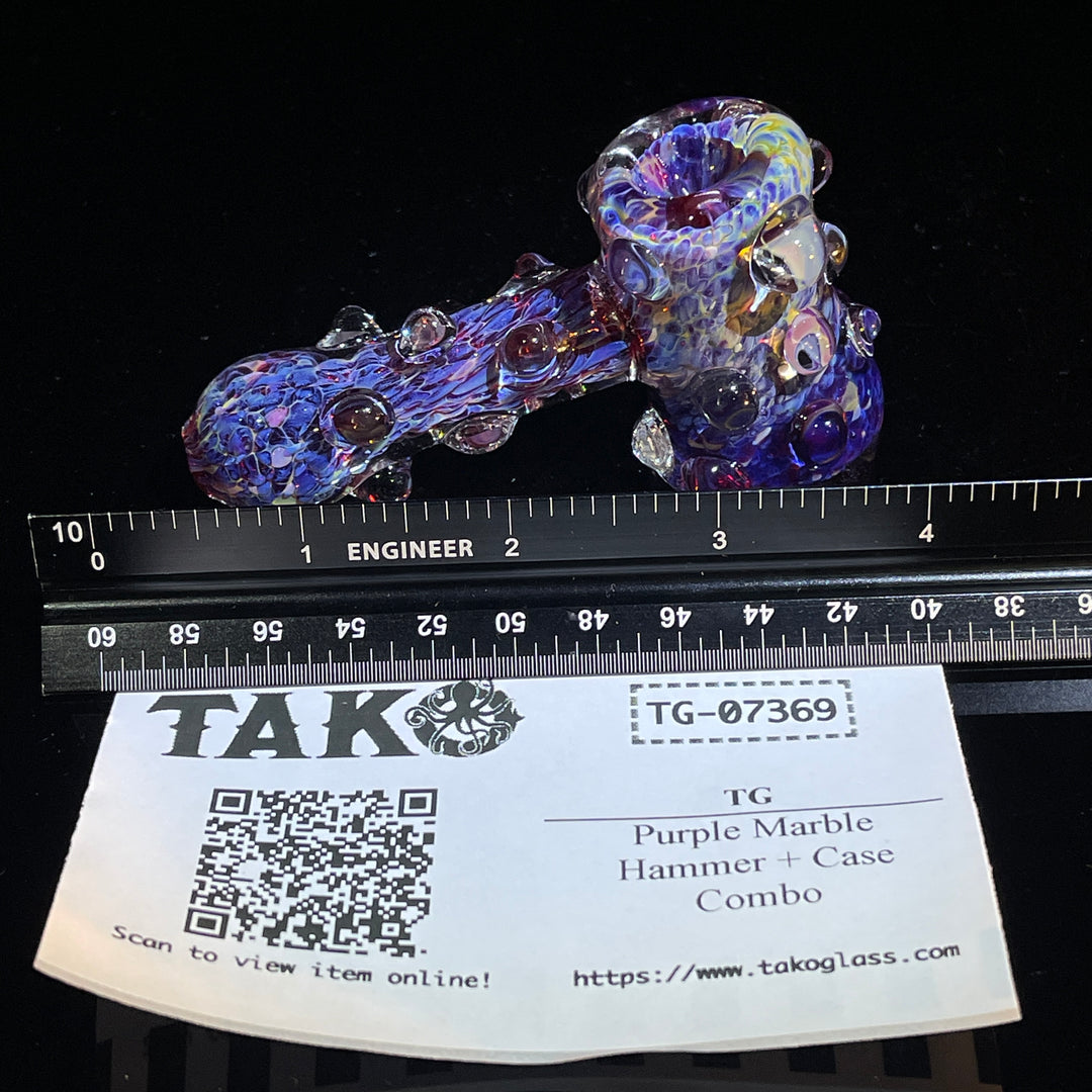 Purple Marble Hammer + Case Combo Glass Pipe TG