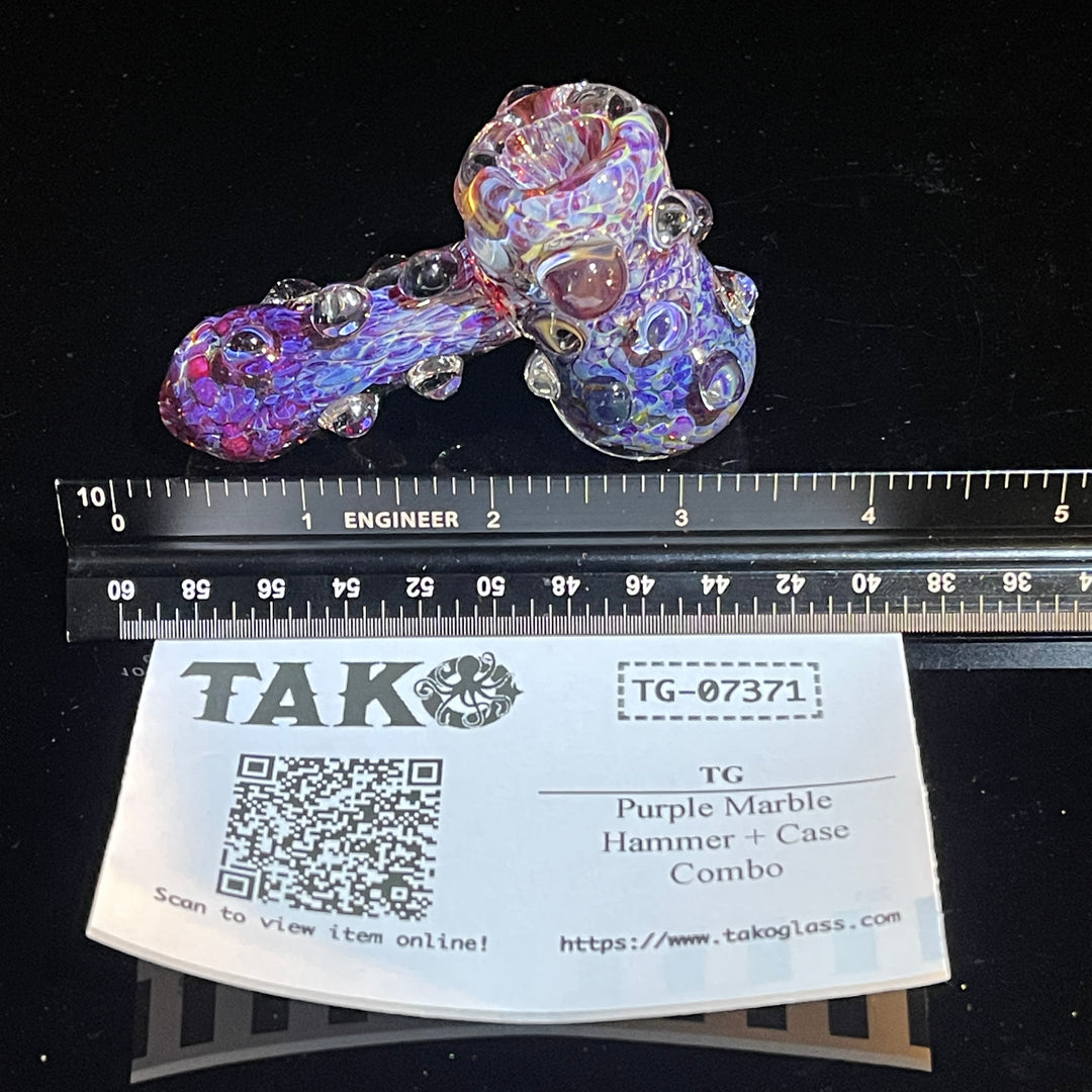 Purple Marble Hammer + Case Combo Glass Pipe TG