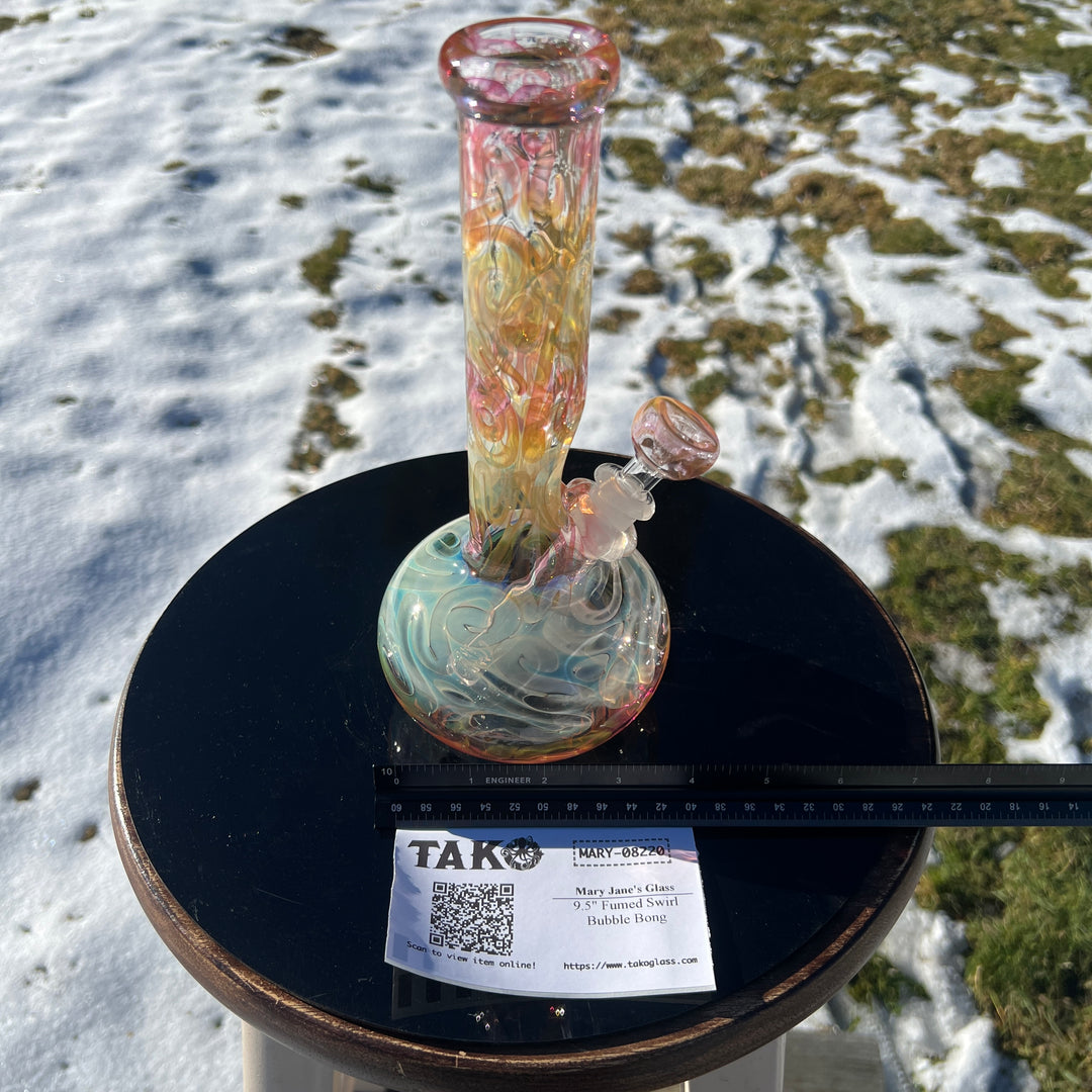 9.5" Fumed Swirl Bubble Bong Glass Pipe Mary Jane's Glass