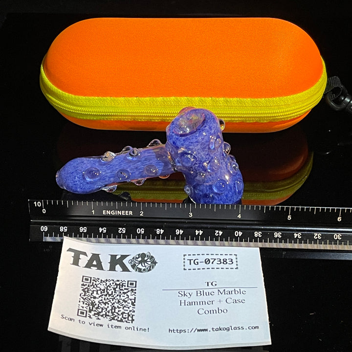 Sky Blue Marble Hammer + Case Combo Glass Pipe TG