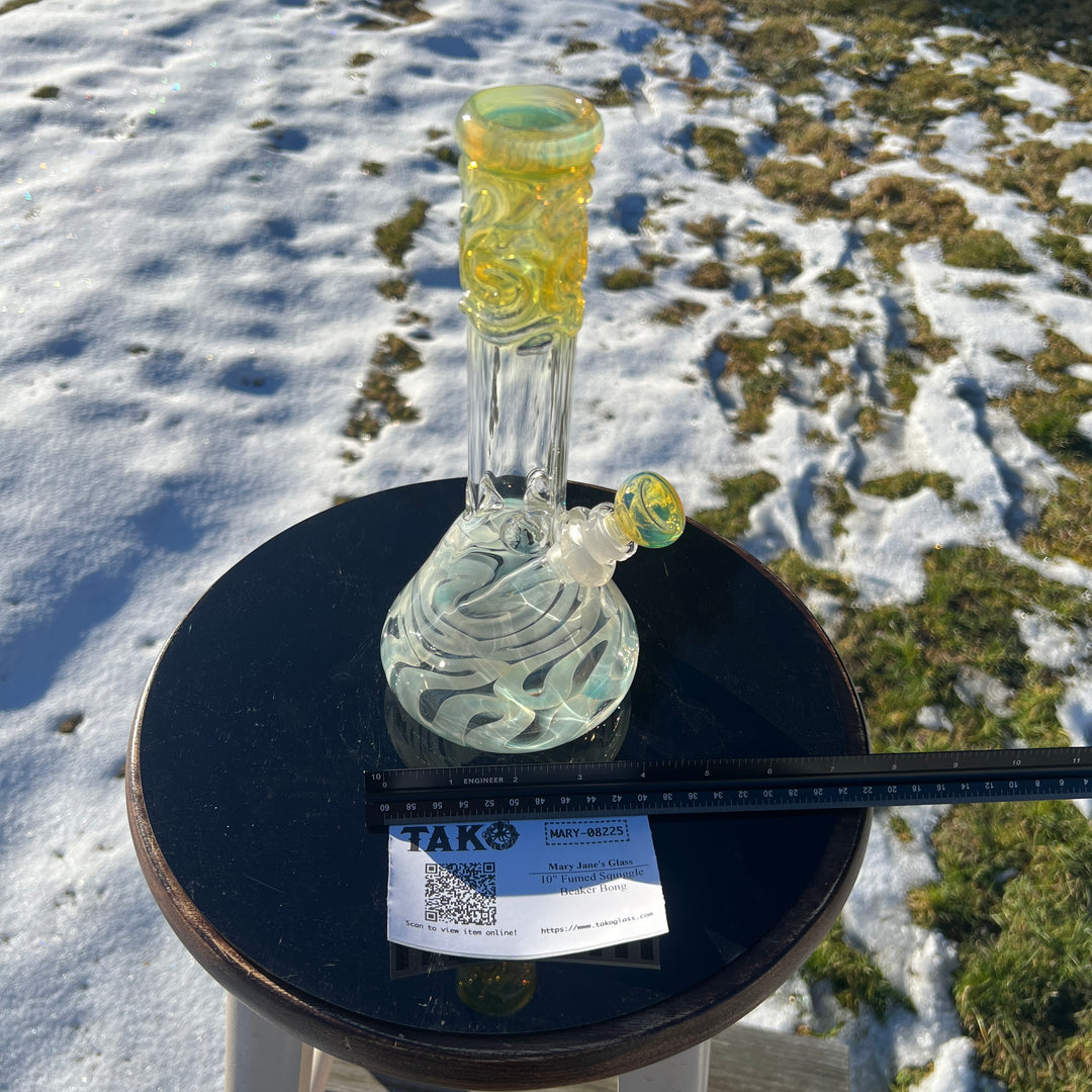 10" Fumed Squiggle Beaker Bong Glass Pipe Mary Jane's Glass