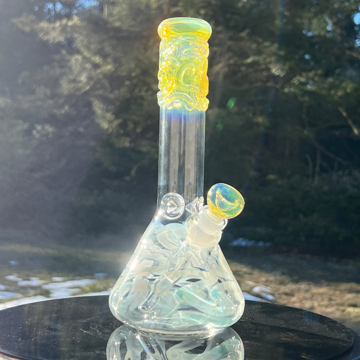 10" Fumed Squiggle Beaker Bong Glass Pipe Mary Jane's Glass