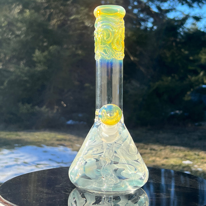 10" Fumed Squiggle Beaker Bong Glass Pipe Mary Jane's Glass