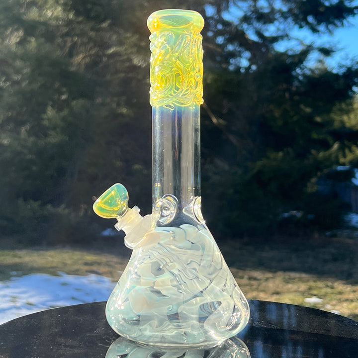 10" Fumed Squiggle Beaker Bong Glass Pipe Mary Jane's Glass