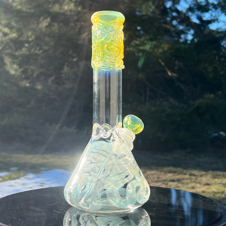 10" Fumed Squiggle Beaker Bong Glass Pipe Mary Jane's Glass