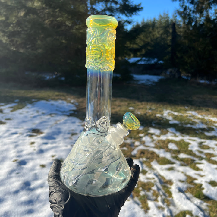 10" Fumed Squiggle Beaker Bong Glass Pipe Mary Jane's Glass