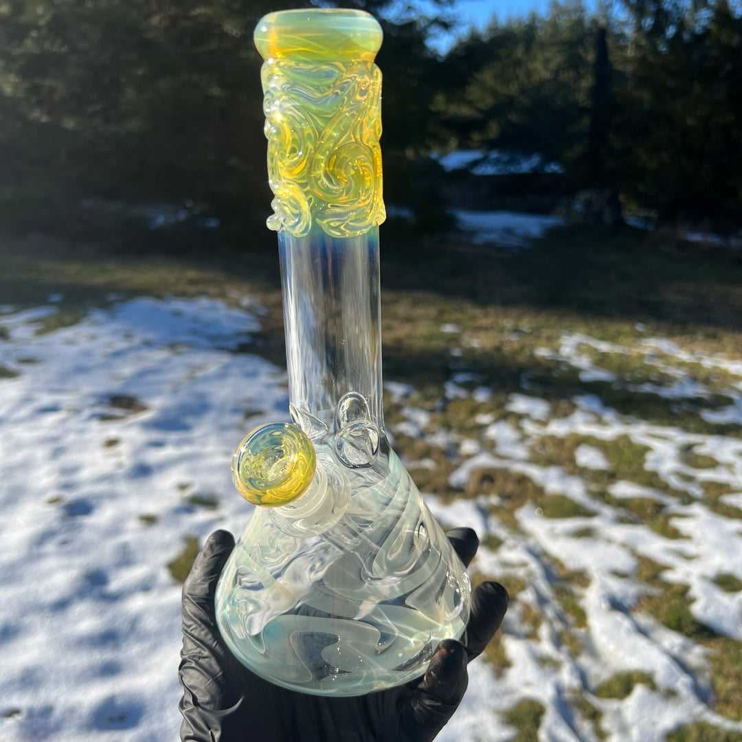 10" Fumed Squiggle Beaker Bong Glass Pipe Mary Jane's Glass