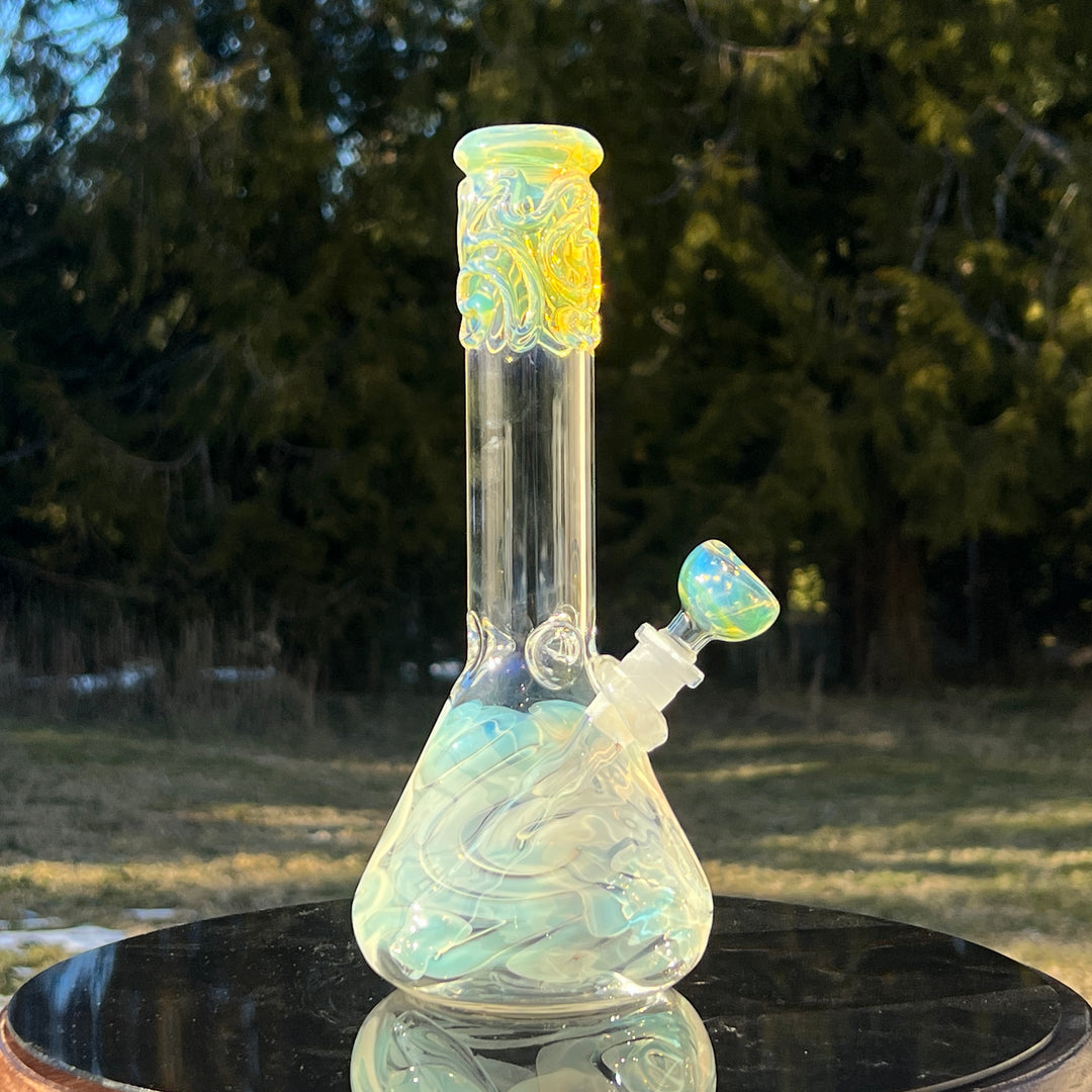 10" Fumed Squiggle Beaker Bong Glass Pipe Mary Jane's Glass