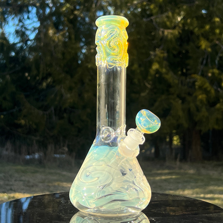 10" Fumed Squiggle Beaker Bong Glass Pipe Mary Jane's Glass