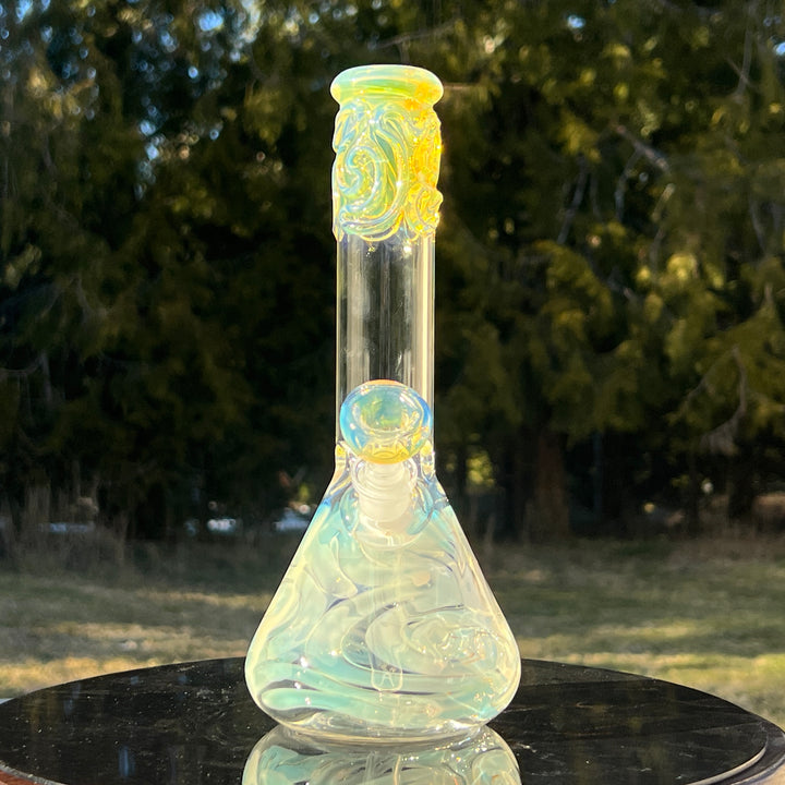 10" Fumed Squiggle Beaker Bong Glass Pipe Mary Jane's Glass