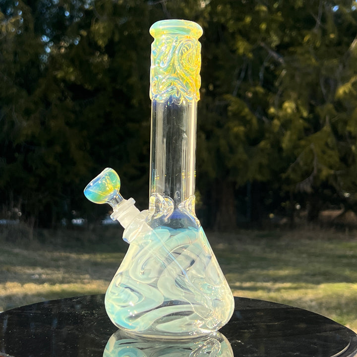 10" Fumed Squiggle Beaker Bong Glass Pipe Mary Jane's Glass