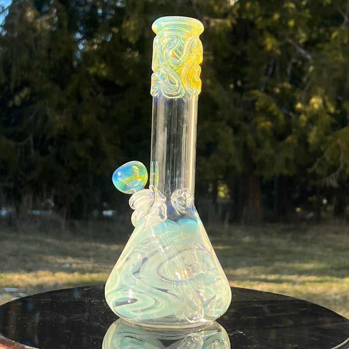 10" Fumed Squiggle Beaker Bong Glass Pipe Mary Jane's Glass