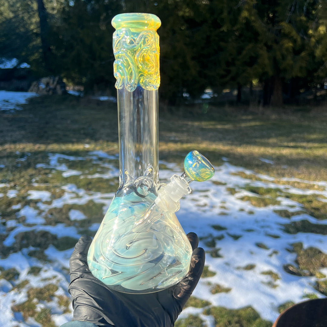 10" Fumed Squiggle Beaker Bong Glass Pipe Mary Jane's Glass