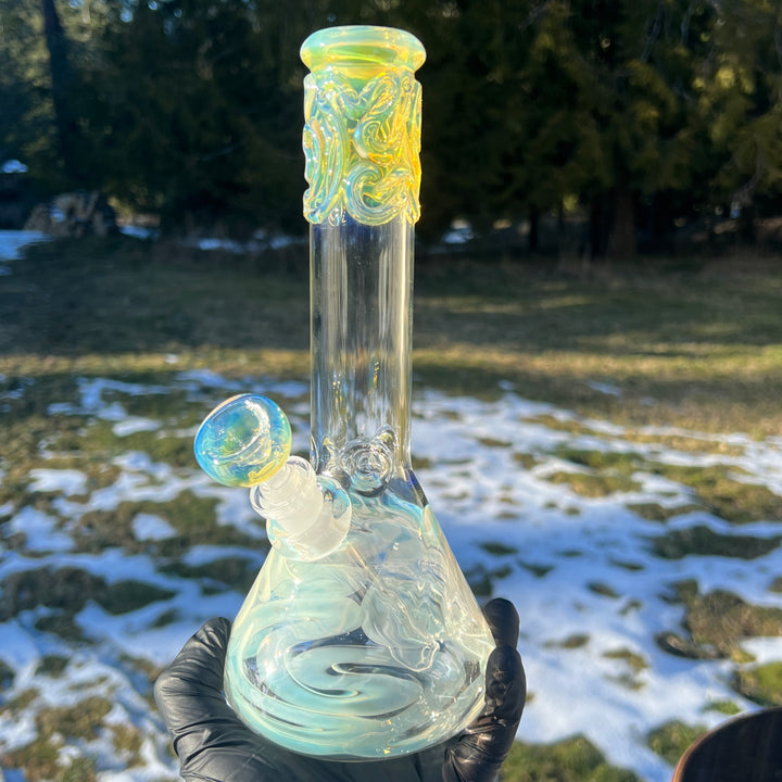 10" Fumed Squiggle Beaker Bong Glass Pipe Mary Jane's Glass