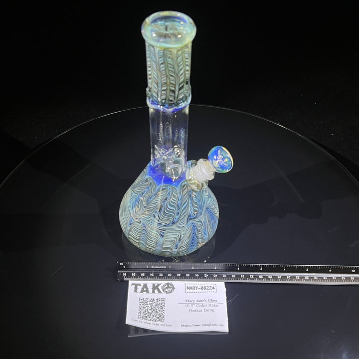 10.5" Color Rake Beaker Bong Glass Pipe Mary Jane's Glass