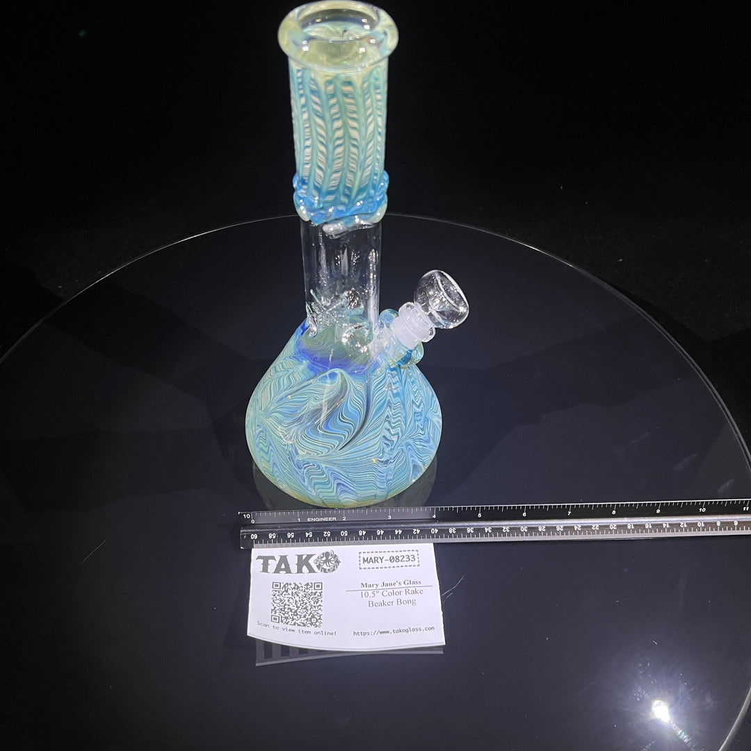 10.5" Color Rake Beaker Bong Glass Pipe Mary Jane's Glass