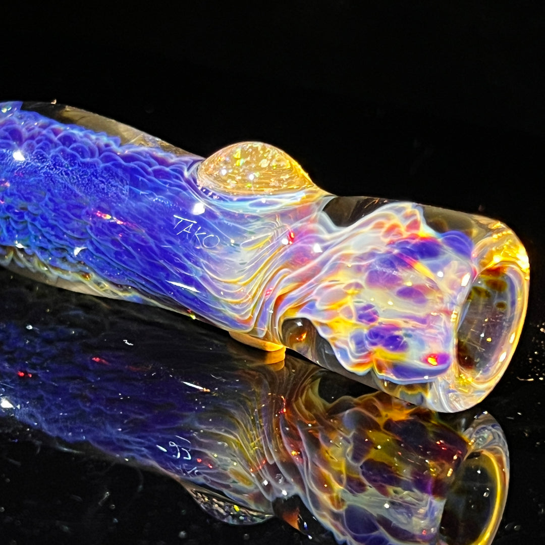 Purple Nebula Chillum with Crushed Opal Marble Glass Pipe Tako Glass   