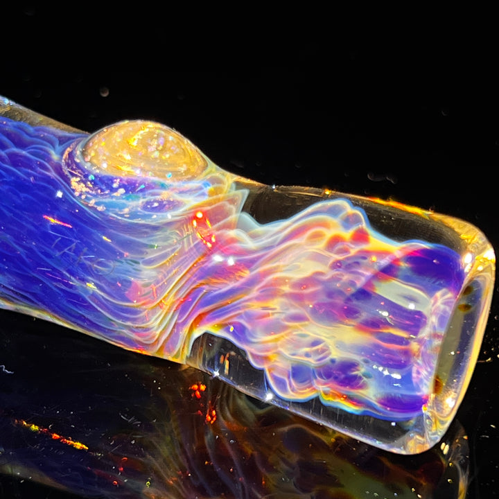 Purple Nebula Chillum with Crushed Opal Marble Glass Pipe Tako Glass   