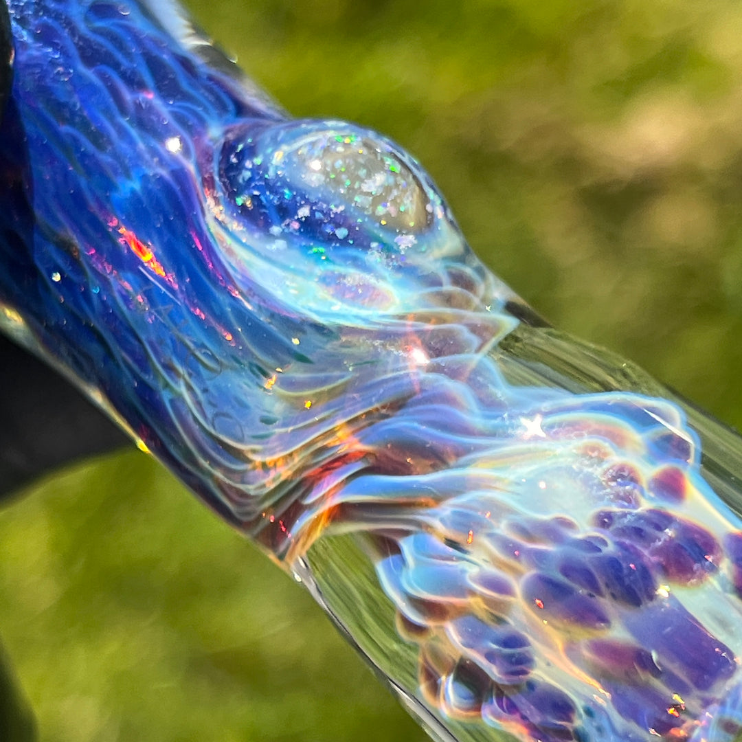 Purple Nebula Chillum with Crushed Opal Marble Glass Pipe Tako Glass   